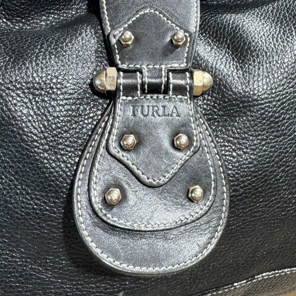 FURLA Black Pebbled Leather Hobo Shoulder Bag - Picture 3 of 11